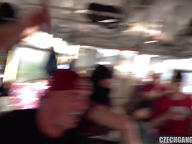 Czech gangbang on a train with football fans