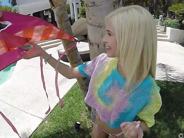 Outdoor POV with teeny blonde Kiara Cole