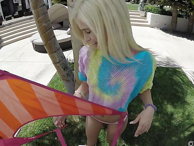 Outdoor POV with teeny blonde Kiara Cole