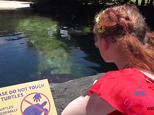 PInk pussy redhead Athena gets fingered in her car