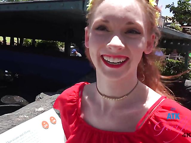 PInk pussy redhead Athena gets fingered in her car