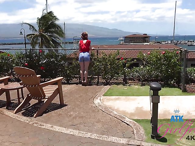 PInk pussy redhead Athena gets fingered in her car