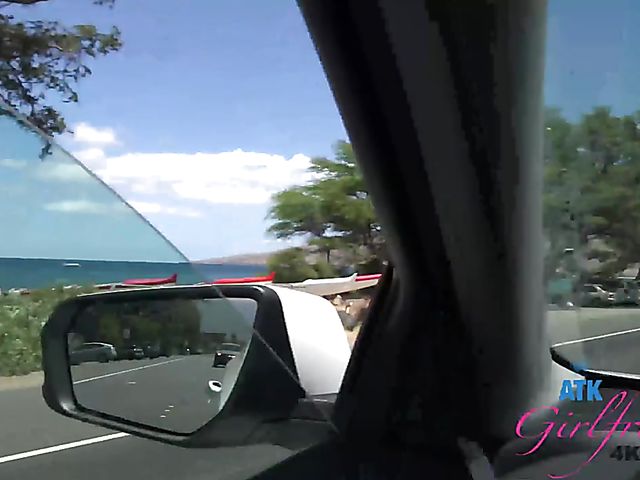 PInk pussy redhead Athena gets fingered in her car