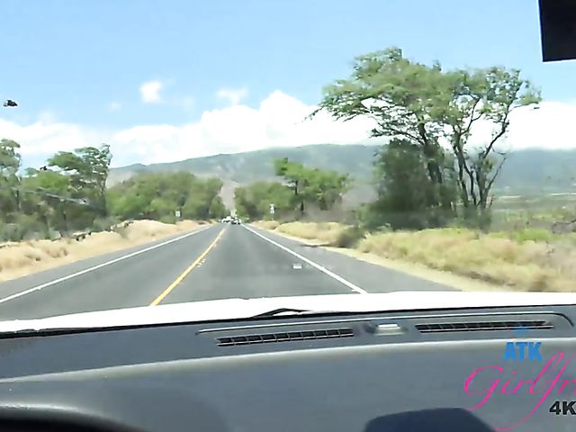 PInk pussy redhead Athena gets fingered in her car