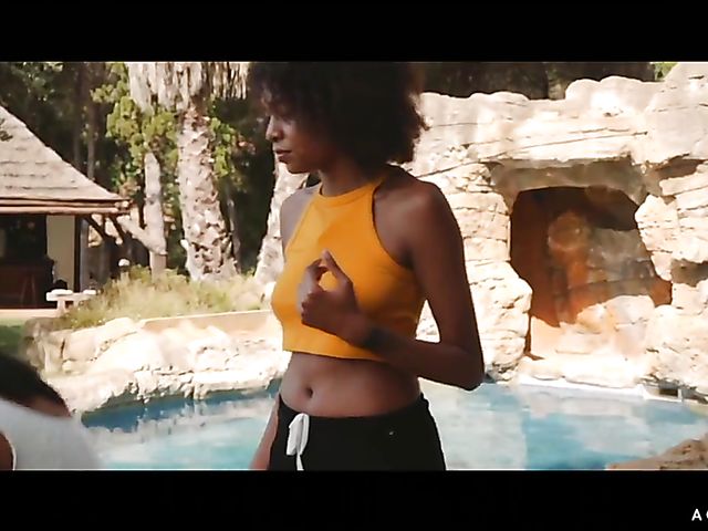 Lesbian three way by the pool with busty Kesha Ortega