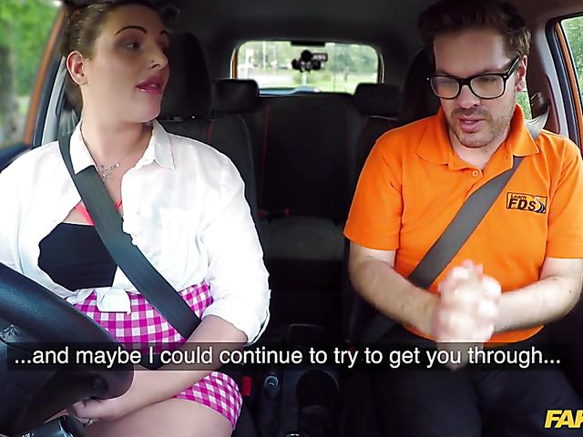 Big tits chubby girl Crystal Smith learns to drive