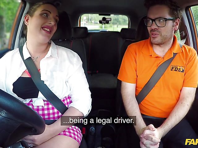 Big tits chubby girl Crystal Smith learns to drive