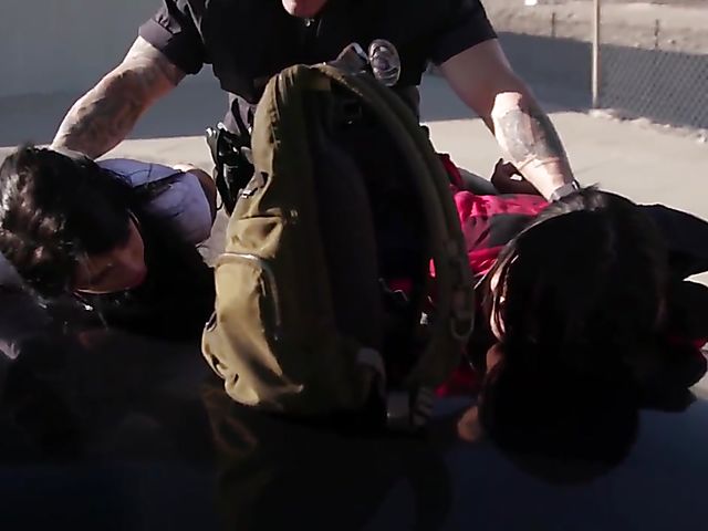 Two teens Gina Valentina and Honey Gold gets punished by a police officer