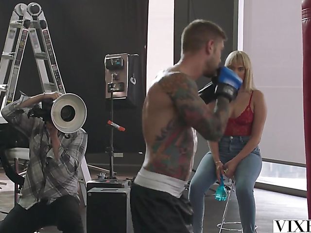 Stunning blonde Athena Palomino has sex with a tattooed boxer   