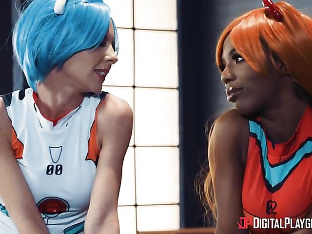 Interracial lesbian cosplay featuring Milana May and Sarah Banks