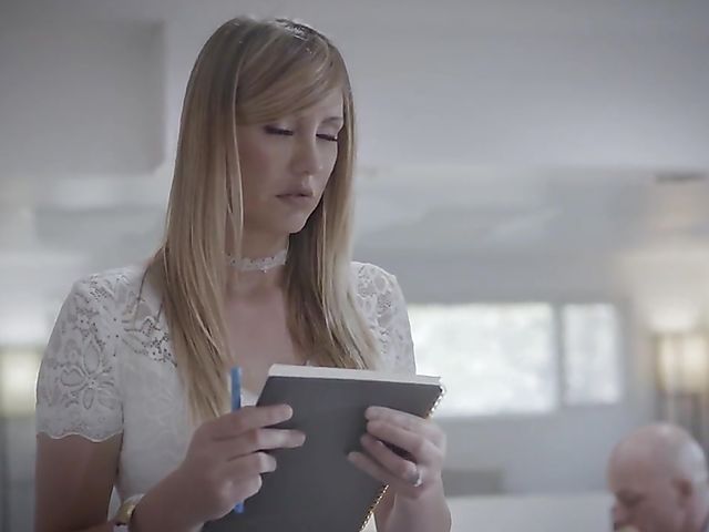 Hot secretary Brett Rossi gets down on cock