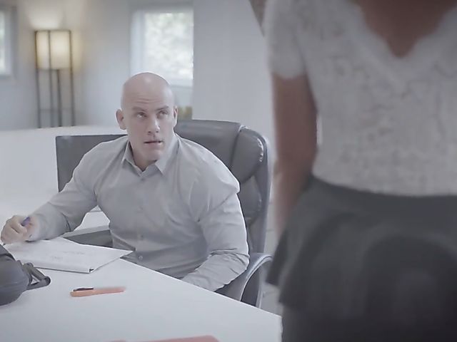 Hot secretary Brett Rossi gets down on cock