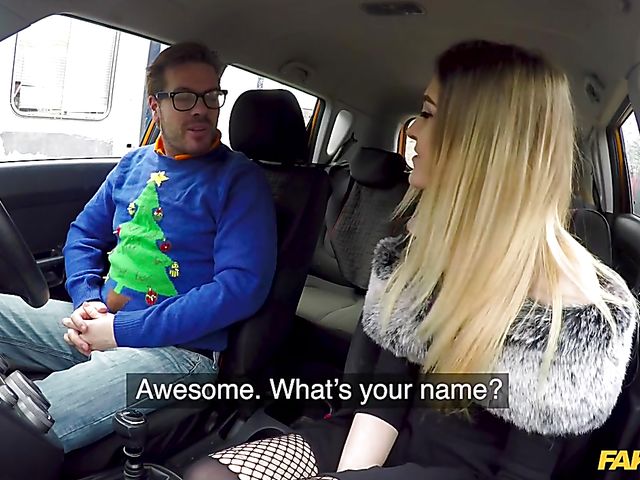 Pantyhose sex in the car with driving school student Rhiannon Ryder