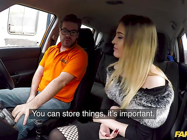 Pantyhose sex in the car with driving school student Rhiannon Ryder