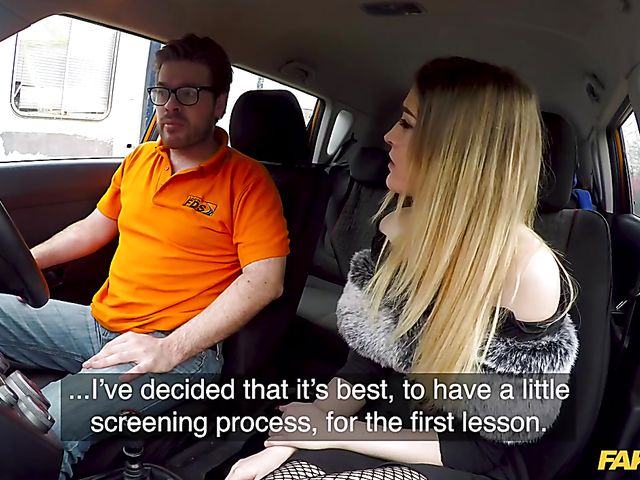 Pantyhose sex in the car with driving school student Rhiannon Ryder