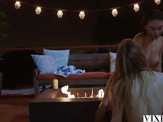 Ivy Wolfe and Janice Griffith - Lesbian pool sex in the night