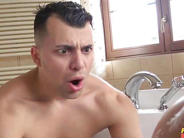 Sneaky BJ in the kitchen and sex in the bath with hot stepmom Francys Belle