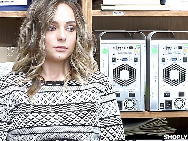 Security guy fucks cute teen shoplifter Aften Opal 