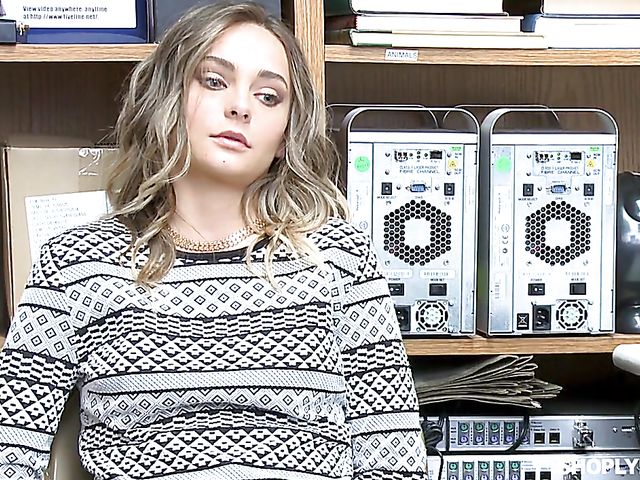 Security guy fucks cute teen shoplifter Aften Opal 