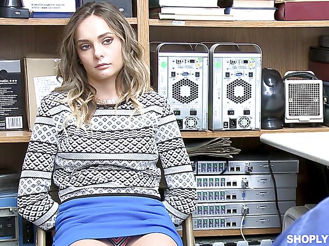 Security guy fucks cute teen shoplifter Aften Opal 