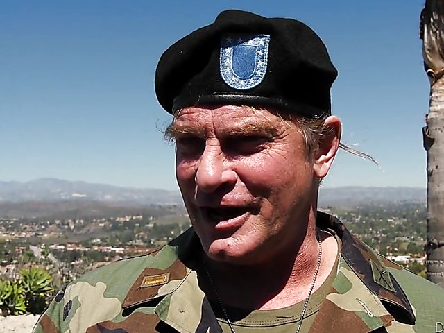 Old white soldier fucks Noemie Bila's black pussy hard