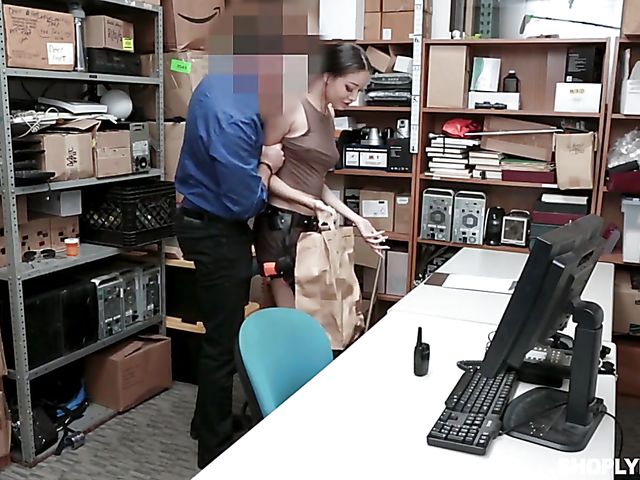 Naughty teen shoplifter Scarlett Bloom gets undressed