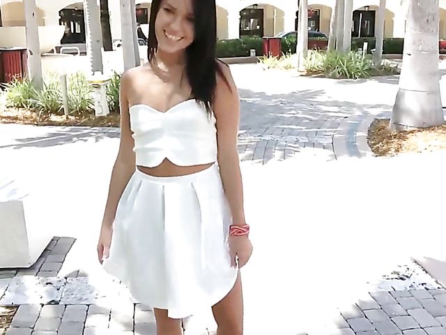 Lunchtime sex with tiny brunette Megan Rain