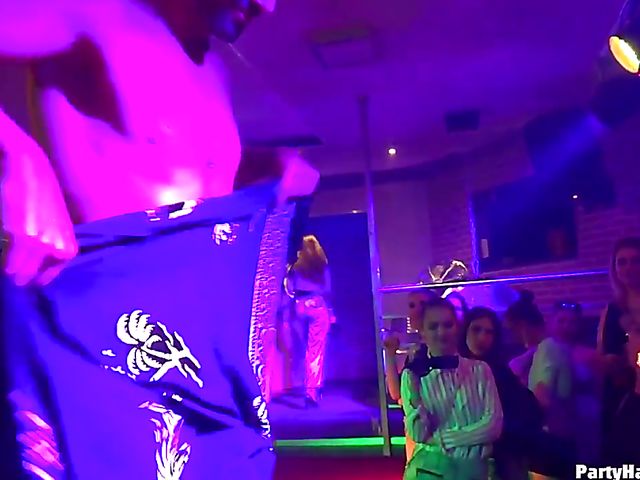 Drunk girls go wild in the club with a stripper