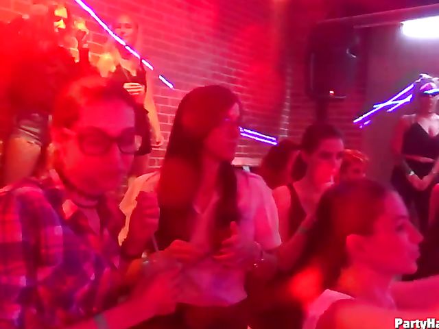 Drunk girls go wild in the club with a stripper