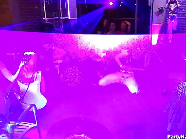Drunk girls go wild in the club with a stripper