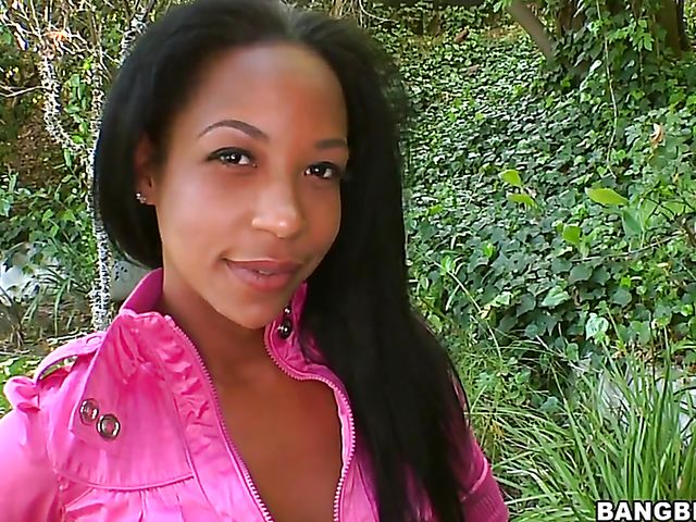 Big tit ebony Princess gets a taste of a white pole