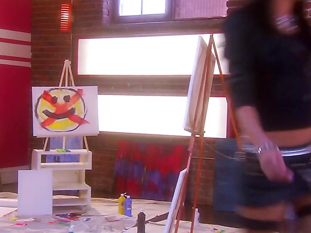Dirty lesbian painter Alektra Blue drills Sammie Rhodes ass
