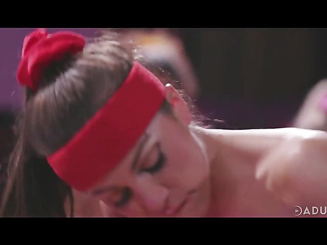 Group lesbian aerobics with Carter Cruise and Abigail Mac