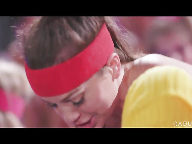 Group lesbian aerobics with Carter Cruise and Abigail Mac