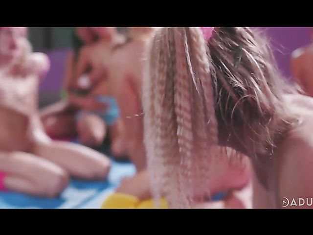 Group lesbian aerobics with Carter Cruise and Abigail Mac