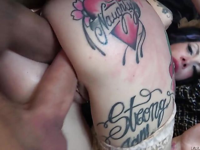Tattooed anal bride gets double fucked