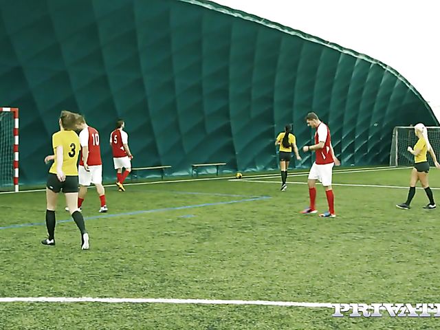 Busty football girl Blanche Bradburry anal with a massage therapist