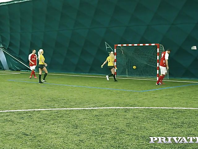 Busty football girl Blanche Bradburry anal with a massage therapist