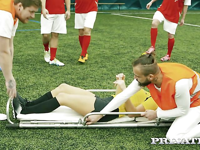 Busty football girl Blanche Bradburry anal with a massage therapist