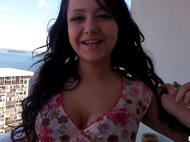 Smoking blowjob and some pounding with trashy Miya Monroe