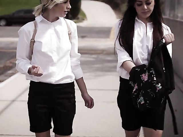 Whitney Wright & Eliza Jane - Schoolgirl threesome with a hard drinker