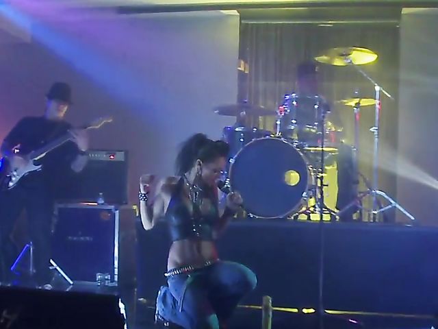 Cock sucking Alektra Blue with three guys