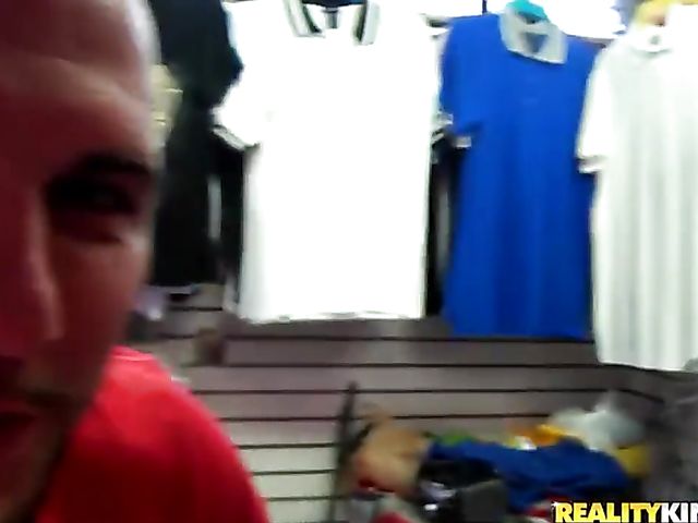 Cute ebony redhead Julissa James takes a white pole