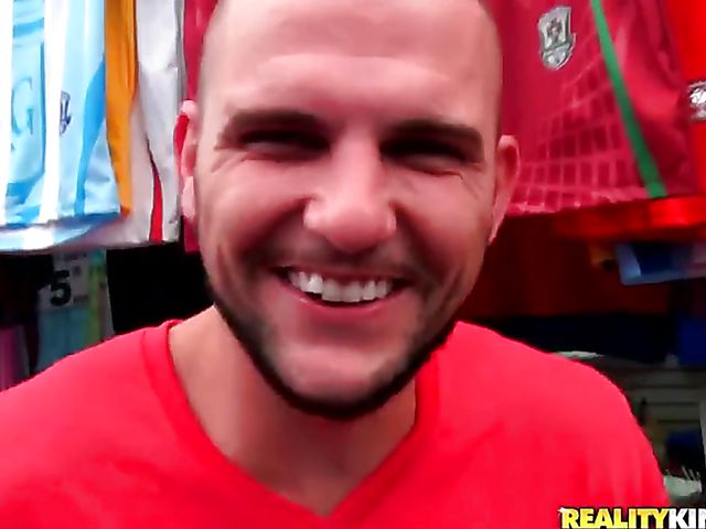 Cute ebony redhead Julissa James takes a white pole