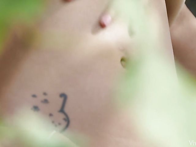 Asian lesbian Katana with sweet Sarah Cute outdoors