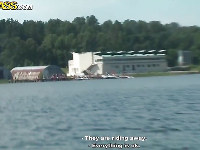 Outdoor gangbang in a boat with Russian chick Sveta