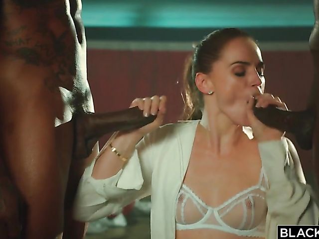 Two black cocks for hot reporter Tori Black in the gym