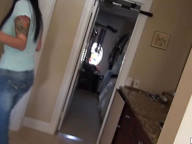 Inked brunette with fake boobs Pixxxi Lynn goes boned on video