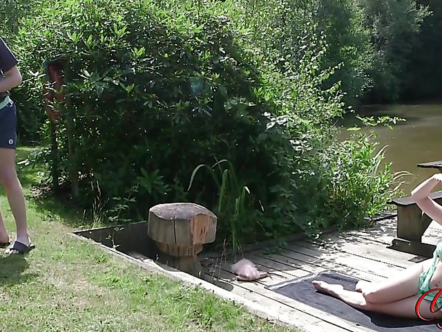 Brook Logan gets naked for a peeping tom by the lake