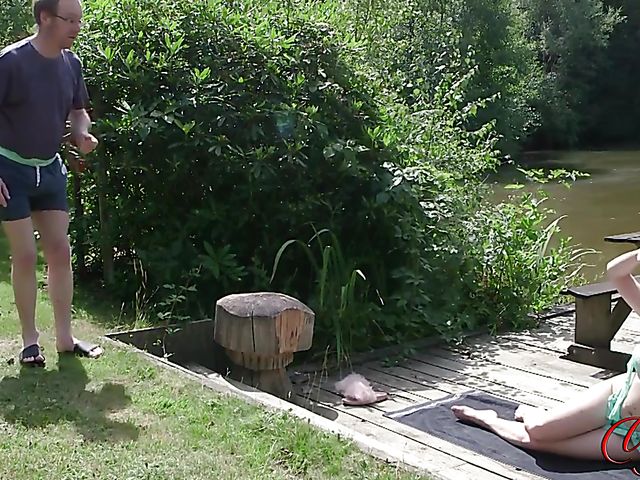 Brook Logan gets naked for a peeping tom by the lake